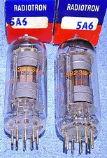 2 NOS AWV Radiotron 5A6 Vacuum Tubes - 1953 Vintage 5-Watt Beam Power Pentodes