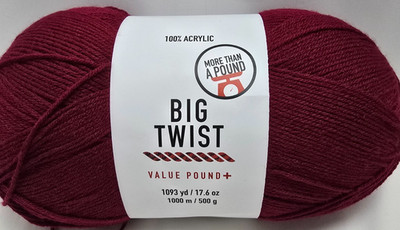 Big Twist Value Pound Plus Yarn 17.6 oz 500g Color Wine, Lot 660073.