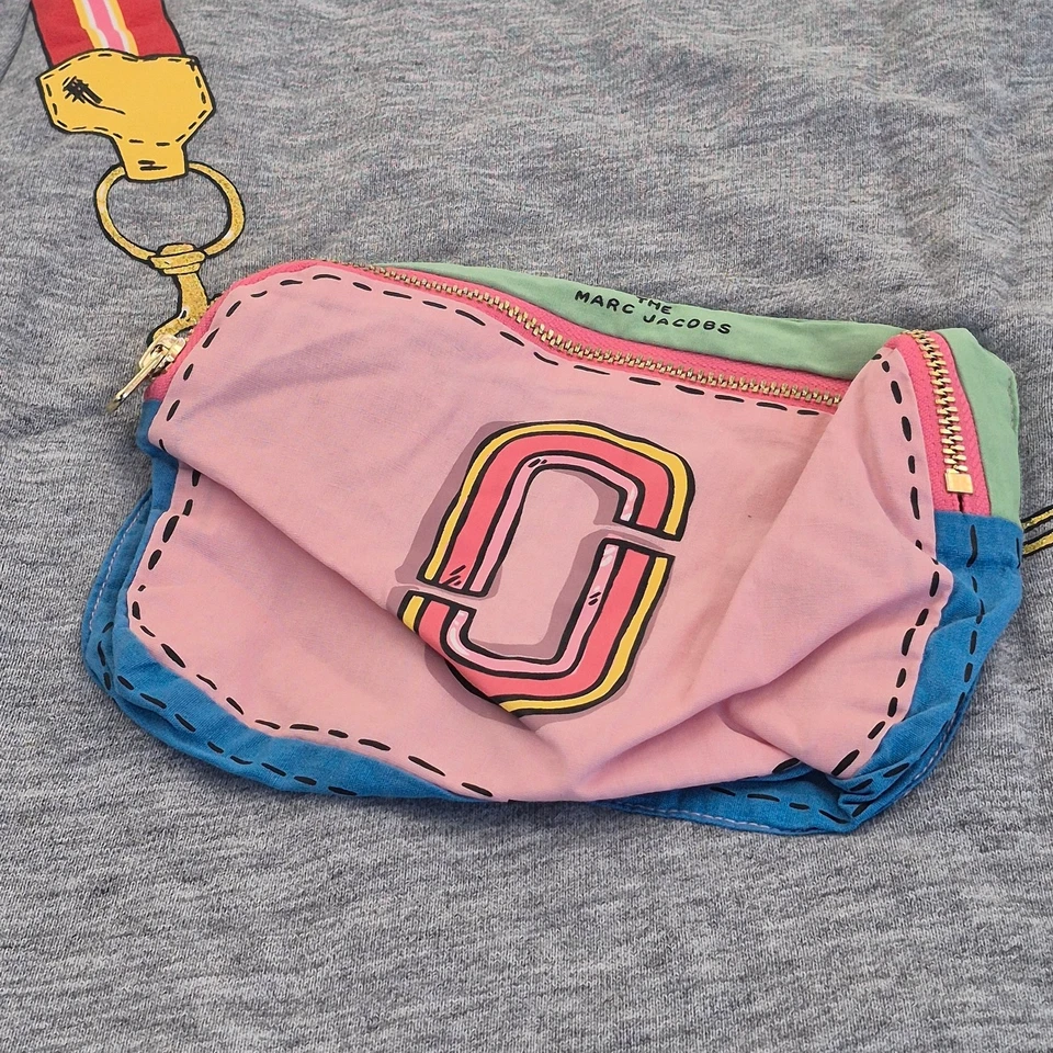 THE MARC JACOBS Dress 10 Grey Women's Trompe L'Oeil Sweatshirt Bag Jumper — 第 4/4 张图片