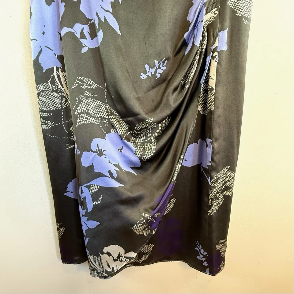 Vestido recto Armani Collezioni talla 48 (16 Aus 12 EE. UU.) negro púrpura floral seda Foto 4 de 4