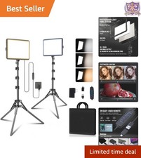 2-Pack LED Video Light Kit 15W Bi-Color CRI 97 Studio Lighting with Tripods