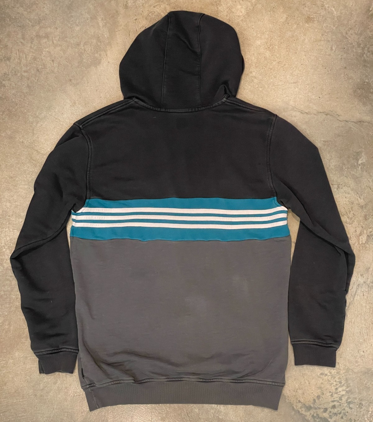 Adidas Trefoil Hoodie Jacket Mens L Black Blue Colorblock 3 Stripe 1/4 Zip Y2K thumbnail 2