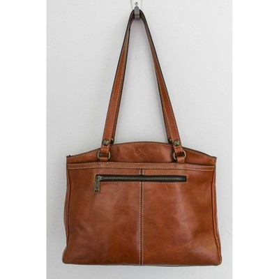 Patricia Nash Shoulder Bag Brown Leather Double Handle Zip Top Poppy Tote Purse