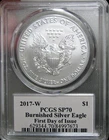 2017-W Burnished American Eagle Signed Silver First Day SP-70 PCGS Coin   #547C