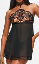 Image of Ann Summers -ORION BABYDOLL & THONG - SET - Size Medium 12-14 New RRP £32 Black