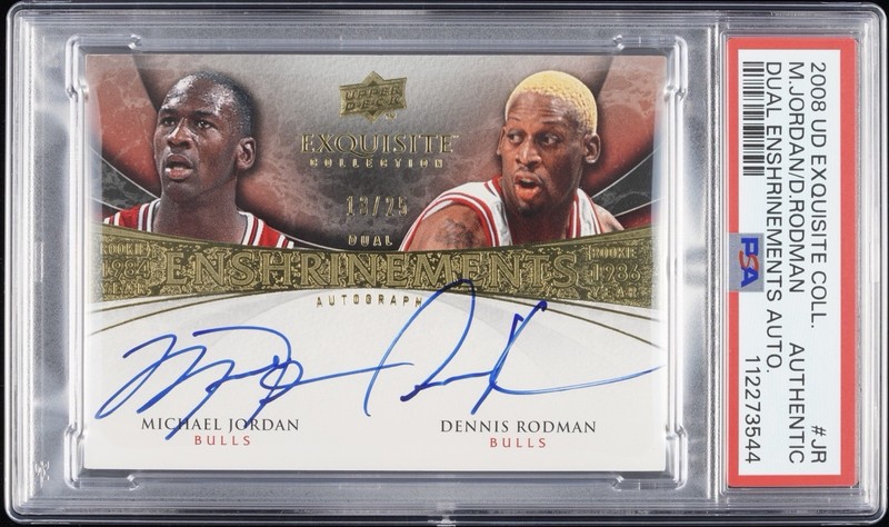 2008 Exquisite Michael Jordan Dennis Rodman Chicago Bulls Dual Auto /25 PSA!