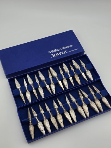 Towle Italy Figural Corn Cob Holders Set 24 Silverplate Original Box