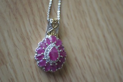 4,40ct Königlicher Rubin Anhänger mit 20'' Kette 18K Gelbgold vergoldet über Feinsilber