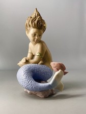 Nao By Lladro Figurine Little Mermaid With Fish 1352 - 23cm Tall c1989