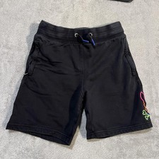 Psycho Bunny Sweat Shorts Youth Medium Black Skull Logo Elastic Waist Casual