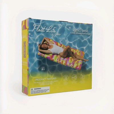 Float Life By Funboy Inflatable Lounger Pool Float, Retro Swirl, Oversized 63'' 