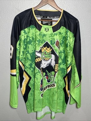 Black Biscuit Beer Frogs Hockey Jersey Men s Large Green Limited Edition RARE