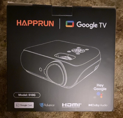 HAPPRUN 510G LCD Google TV Projector 1080p FHD 800 ANSI HDMI USB Black
