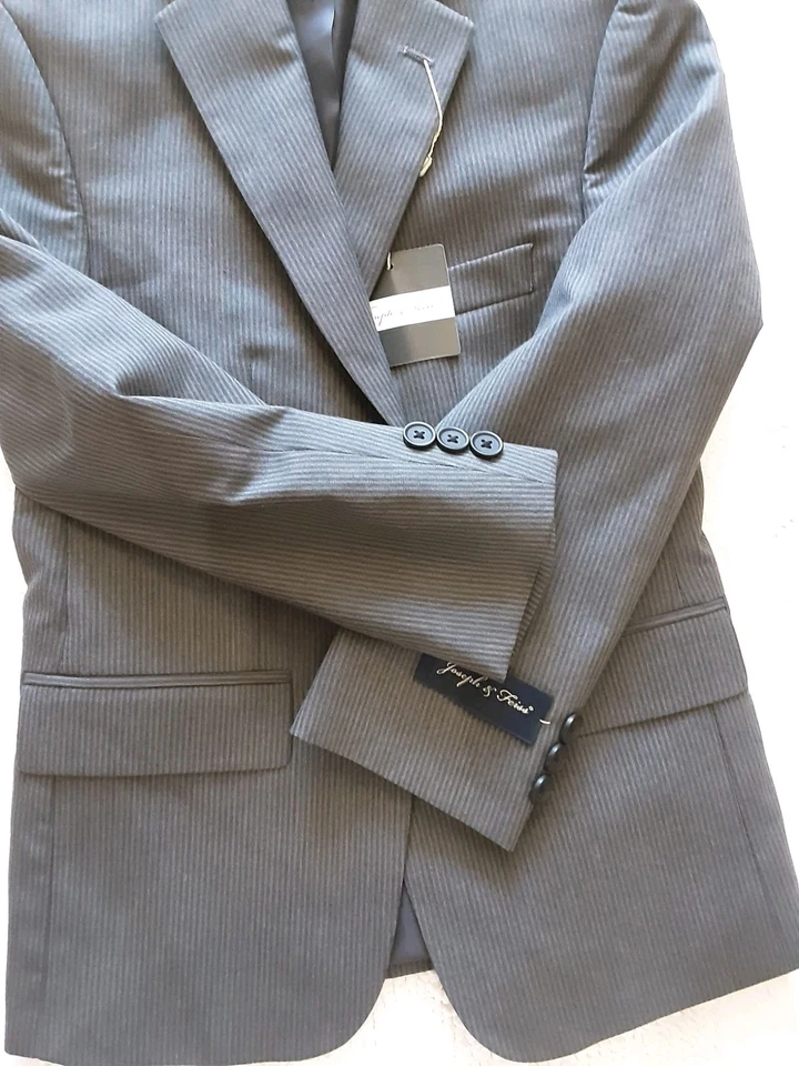 Joseph Feiss Suit Jacket Blazer Boys Size 8 Gray Pinstripe NEW - Image 4 of 4