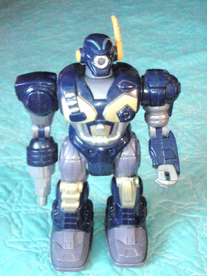 WALKING HAPPY KID TOY ELECTRONIC ROBOT ACTION FIGURE-M1704-7'' TALL-HEAD LITES UP