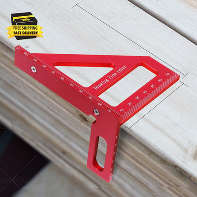 3D Multi-Angle Measuring Ruler, 45/90 Degree Aluminum Alloy Carpenter Square & M