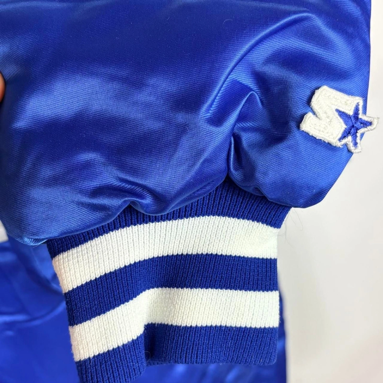 Rare Vintage LA Dodgers Starter Satin Bomber Jacket MLB Blue White XL 90s image 7