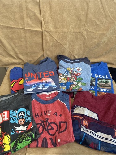 Lot Of 8 Boys T-shirts Size 6/7. Good Condition. Marvel, Yoda, Superman & More