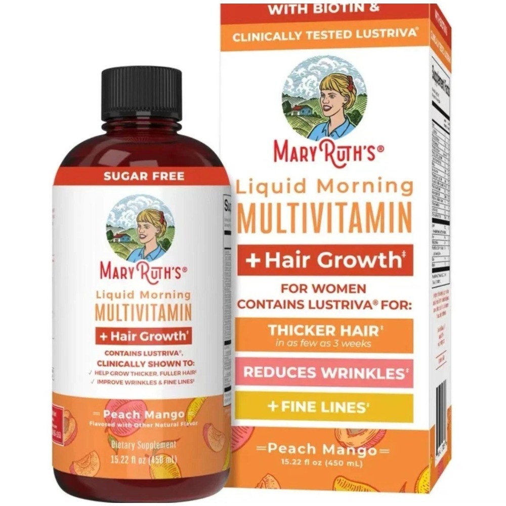 Mary Ruth's Liquid Morning Multivitamin + Hair Growth - Peach Mango