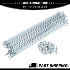 1Set 12G 216mm Length Bicycle Spokes Nipple Carbon Steel Galvanized Silver Tone