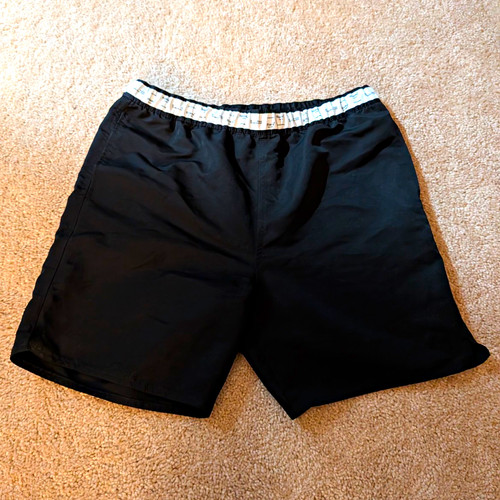 Stüssy, Stüssy Men’s Black Bathing Suit Water Shorts Elastic Waist Vintage Rare - Medium