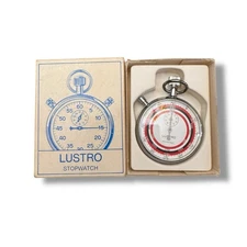 Vintage Lustro Stopwatch Mechanical Timer With Box Works USA Made Collectible