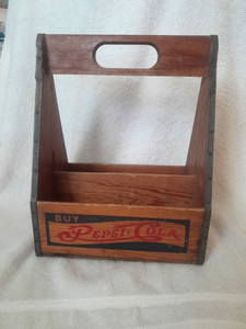 Vintage Pepsi  Cola 6 Pack Wooden Crate Carrier 1940's? Good Images 11"
