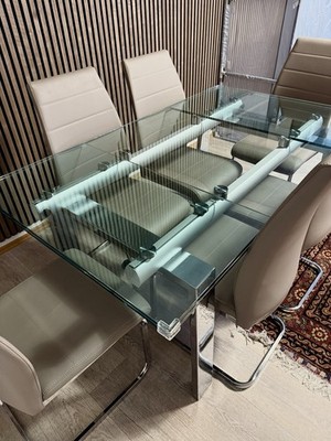 Esstisch Esszimmertisch Ausziehbar Glas/verchromt