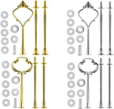 4 Sets of 3 Tier Cake Plate Stand Handle Hardware, Cake Fruit Food Plate Stand H