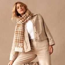 NWT $60 Timberland Gender Neutral Tan Plaid Long Scarf