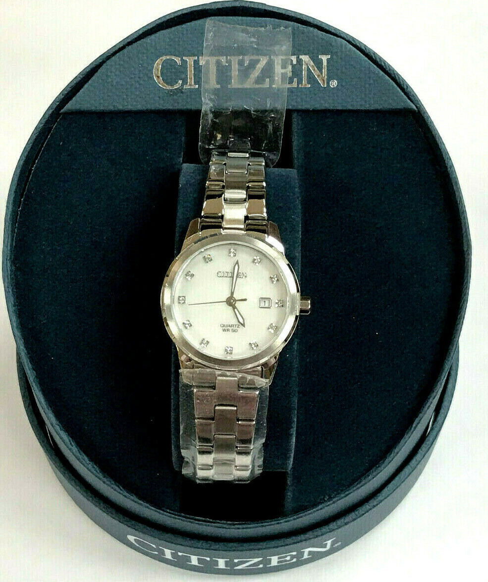 Citizen EU6070-51Y Crystal Mother of Pearl Stainles Ladies 