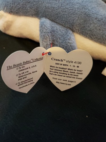 Ty Beanie Baby Crunch The Shark, 4th Gen Hang Tag, 3rd Gen Tush Tag, ERROR, PVC - Imagen 3 de 6