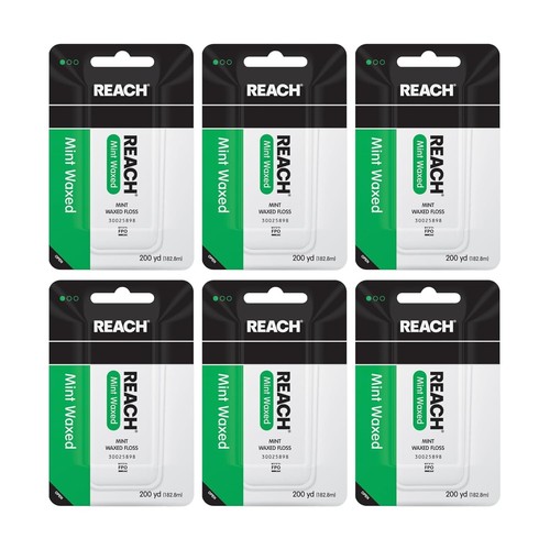 REACH Waxed Dental Floss, Mint, Plaque Remover for Teeth, 6 Pack, 200 yd - Picture 4 of 4