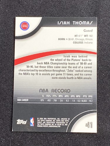 2007-08 Topps Finest Basketball Isiah Thomas Refractor Sp #41 - Picture 4 of 4