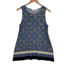 Jones Studio Short Tank Dress Women Small Multi Design Print Sleeveless Pullover