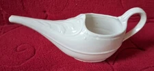 Antique Medical Porcelain Invalid/Infant Feeder Pap Boat Aladdin Embossed Leaves