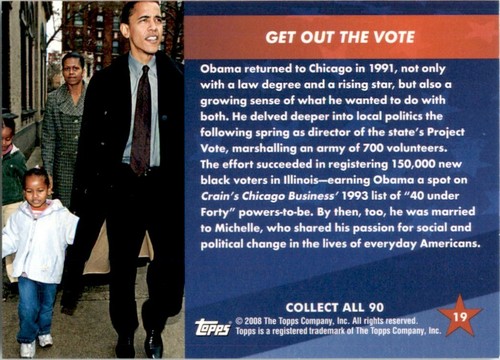 2009 Topps Campaign Get Out the Vote President Barack Obama #19 - Picture 2 of 2