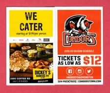 AHL HOCKEY 2019-20 BAKERSFIELD CONDORS (OILERS) pocket schedule DICKEY'S