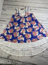 Sweet Sinammon Tunic Top Dress Large Crochet Sheer Accent Tapestry Fabric Floral