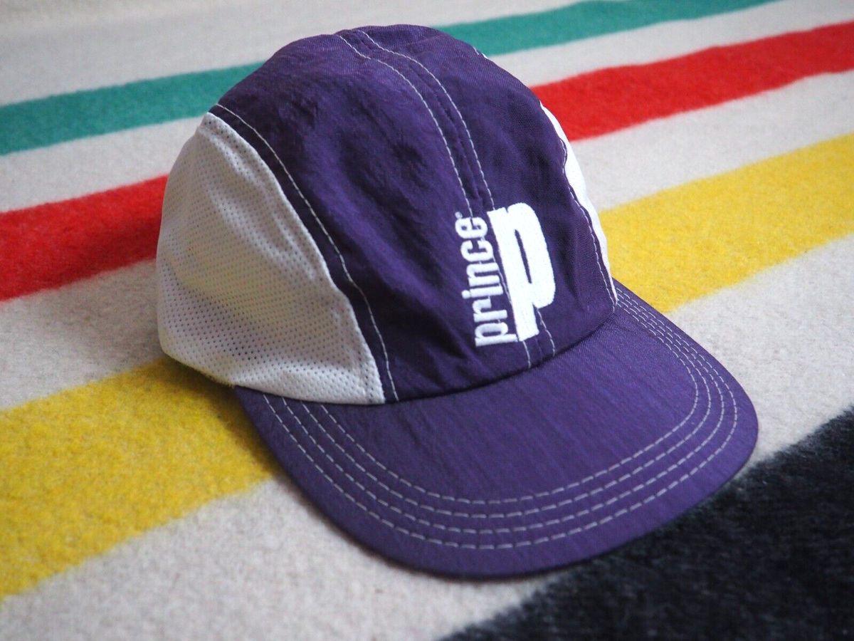 VTG 90s Prince Tennis Purple White Buckle Mesh Athletic USA Made Hat Cap  OSFM