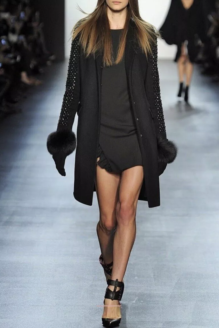 Thomas Wylde Black Wool Cashmere Studded Sleeves Coat SZ 4