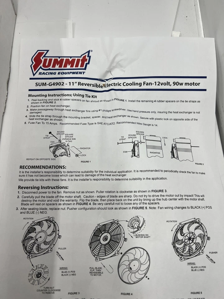 Summit 11” REVERSIBLE “S” BLADE COOLING FAN SUM-G4902S - Image 2 of 4