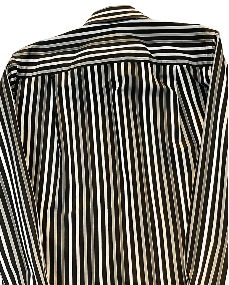 Paul Fredrick Men's Sport Shirt Black White Gray Sz M Long Sleeve Cotton - Image 4 of 4