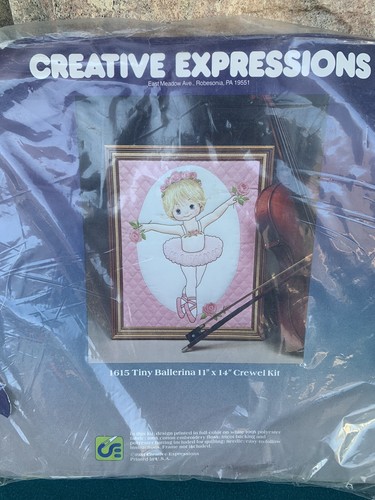 Creative Expressions Crewel Kit Pequeña Bailarina 11”x14” Nuevo de Lote Antiguo - Imagen 4 de 17