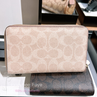 NWT Coach Medium Id Zip Wallet In Signature Canvas/Jacquard