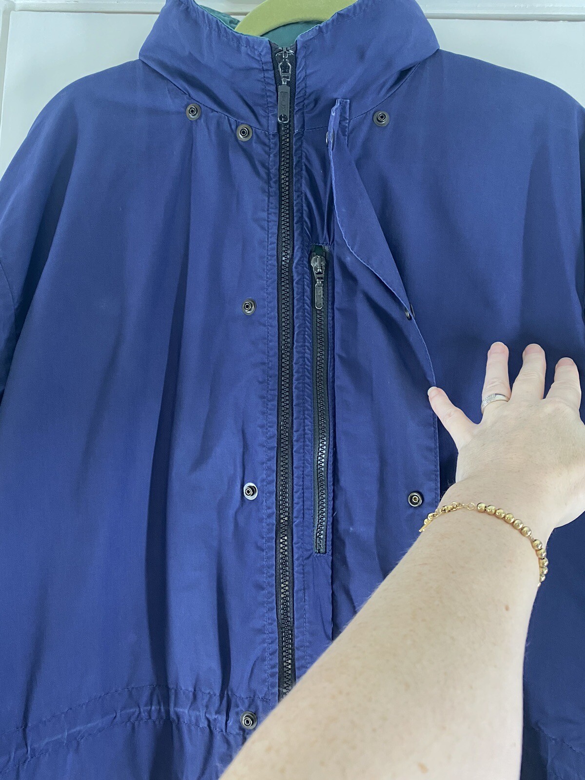 Rohan Jacket Mens UK M/L Blue Pampas Fold Away Hood Rain Coat Outdoors