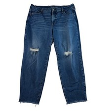 Old Navy Plus 18 Jeans O.G. Straight High Rise Busted Knees Raw Hem Primrose