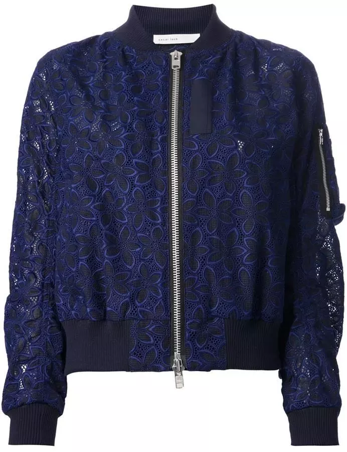 Sacai Luck Navy/Blue Floral Lace Bomber Jacket Size M | eBay