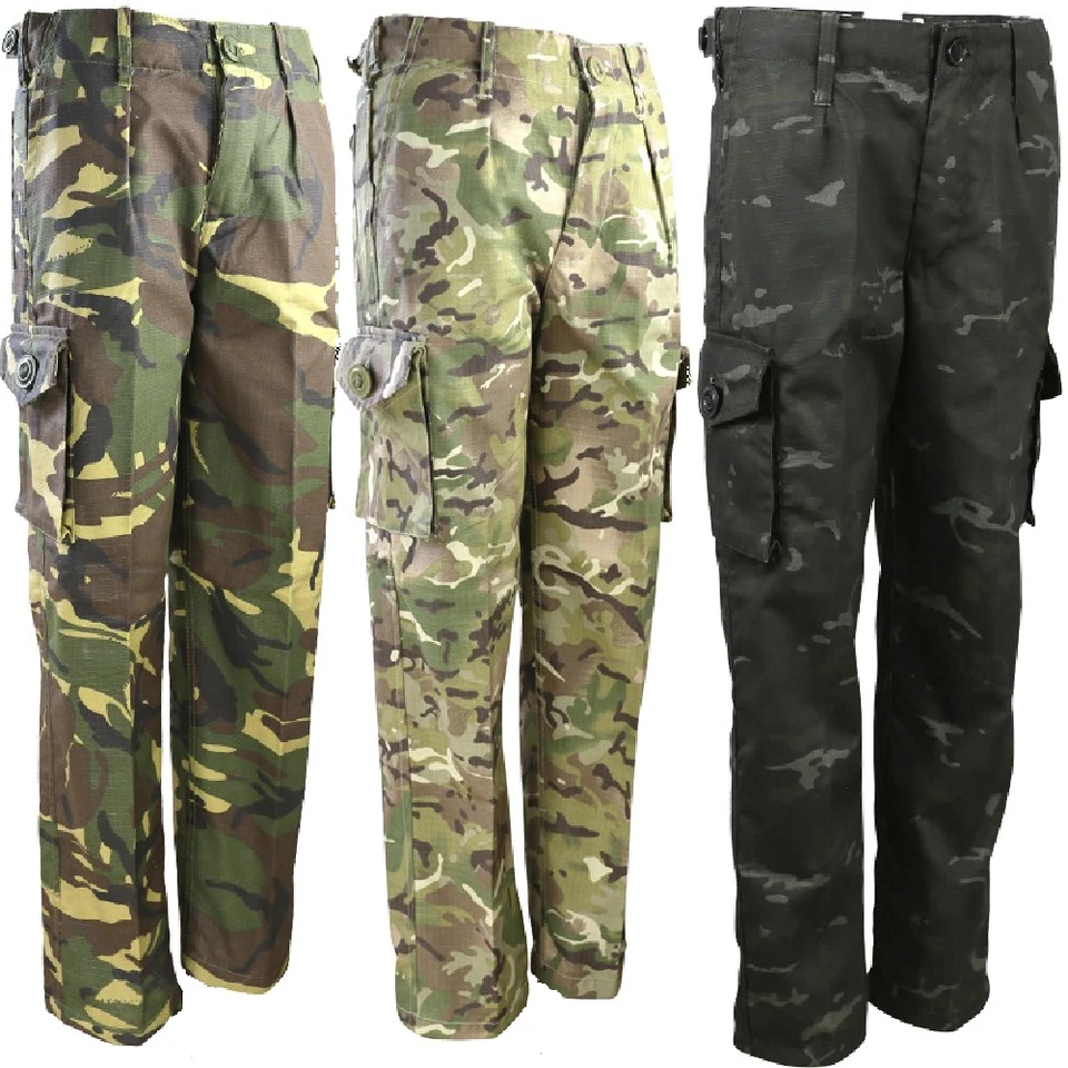 KombatUK Kids Childs Combat Cargo Army Cadet S95 Style 6 Pocket Ripstop Trousers