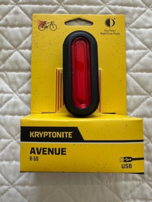 Feu Arrière De Vélo Kryptonite Avenue R-50 – Rechargeable Par USB, Puissantes LEDs COB, Design Moderne En Noir